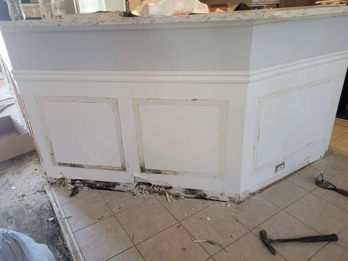 Water damage and mold on kitchen during Storm Damage Restoration in Taylor